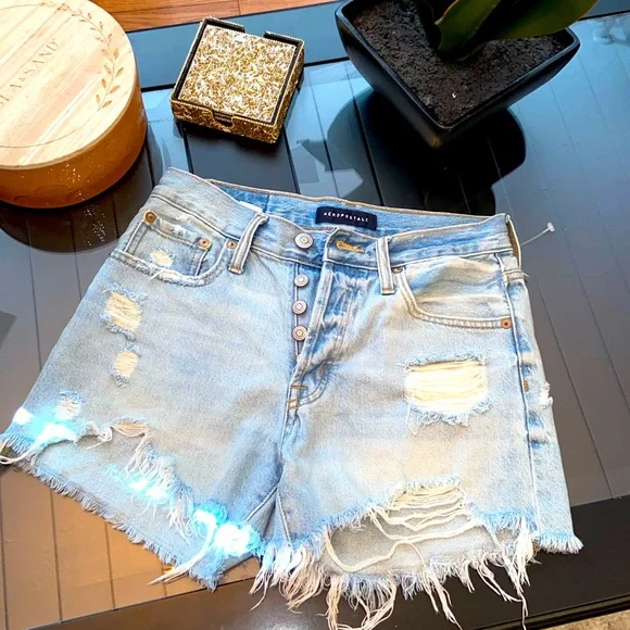 Aéropostale Distressed Shorts Button Fly 0 - Picture 1 of 8